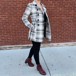 B&W By & By Plaid Dress Pea Coat